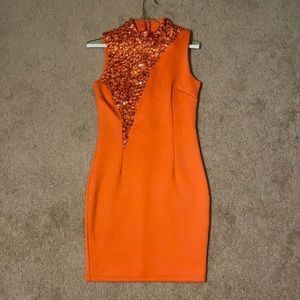 Orange rhinestone dress